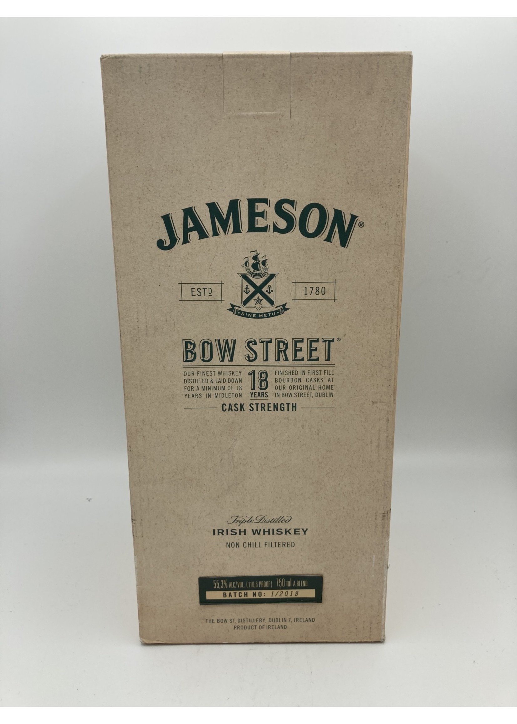 JAMESON IRISH WHISKY Jameson irish whisky 18 Year Bow Street Cask Strength 55.3%v ABV 110.6 Proof 750ml