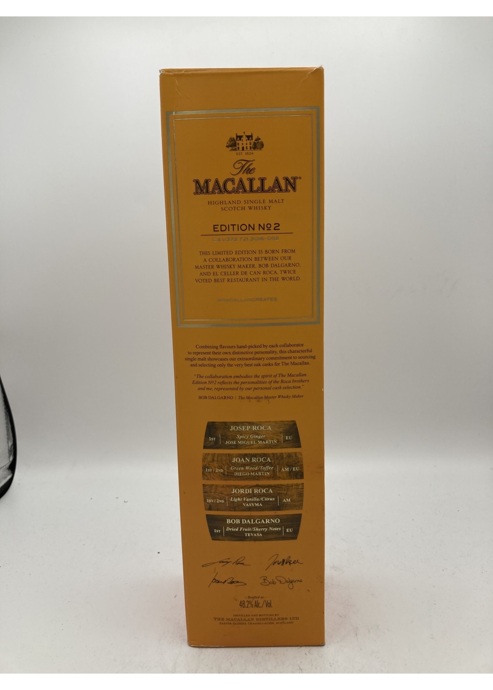 THE MACALLAN HIGHLAND SINGLE MALT SCOTCH WHISKY The Macallan Highland Single Malt Scotch Whisky Edition No2  48.2% ABV 96.4 Proof 750ml