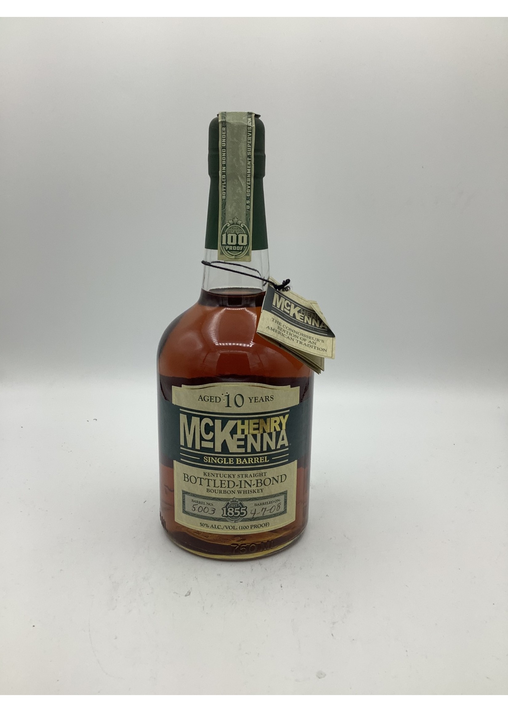 Henry McKenna kentucky straight bourbon whiskey  10 year 50% abv 100 proof 750ml