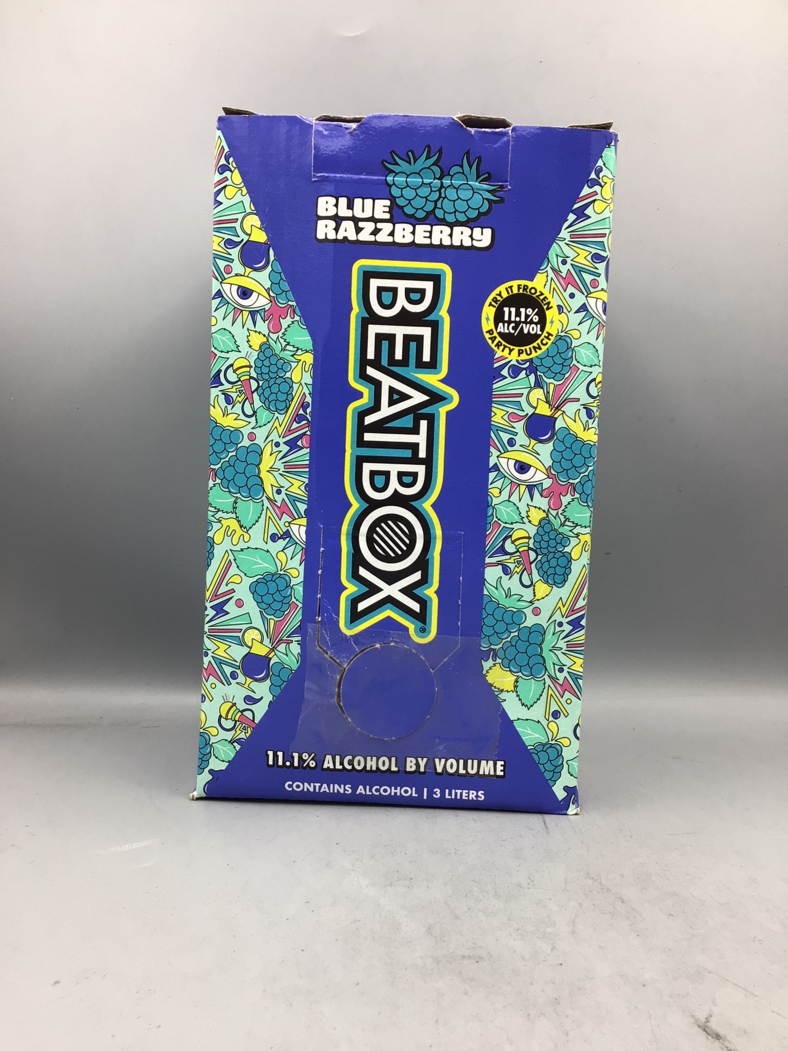Beat Box Blue Razz Beatbox Blue razzberry 11% abv 3 liter (101.44oz) box - Holly Main liquor
