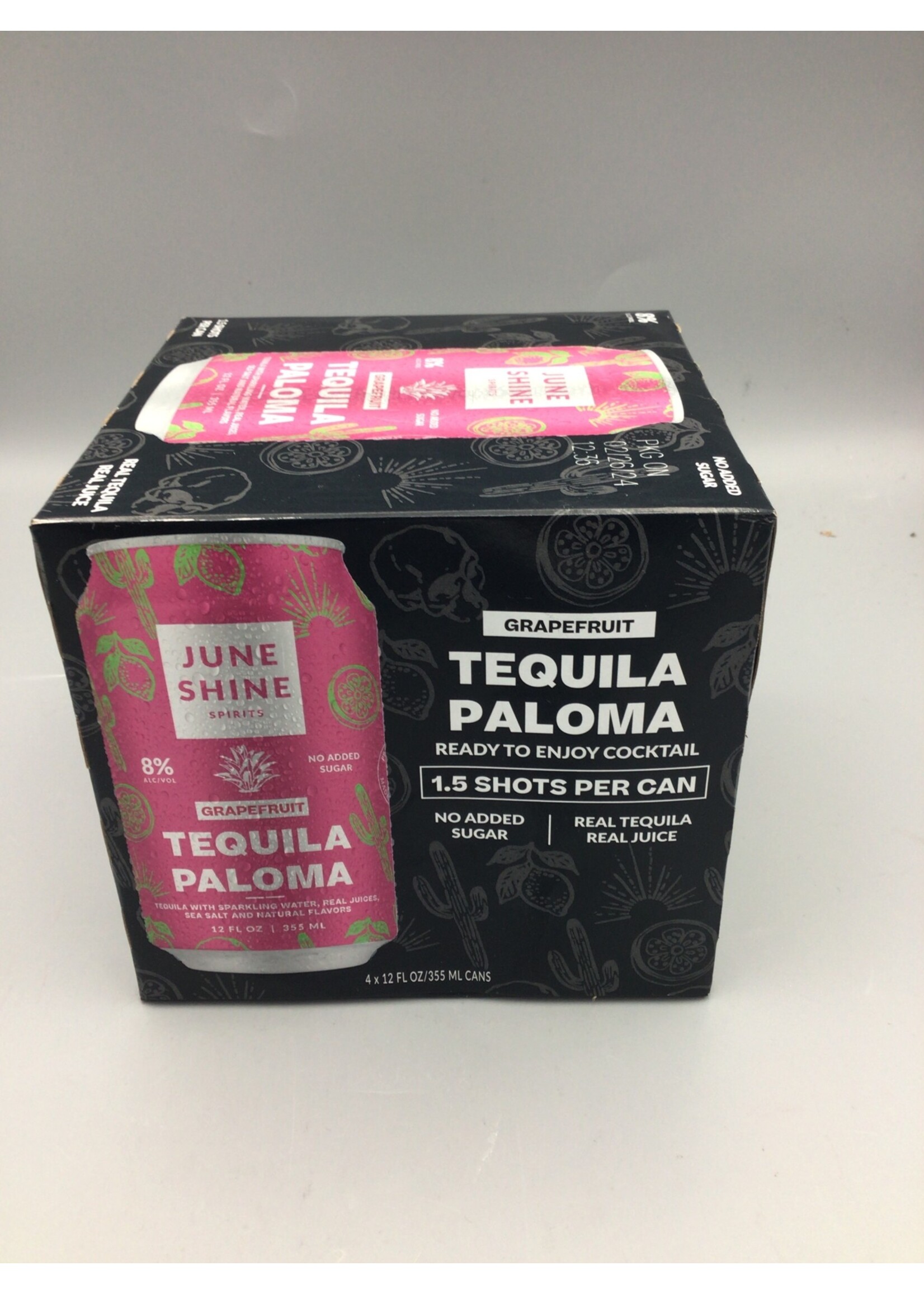 Juneshine spirits  grapefruit tequila Paloma 8% abv 4pk-12oz can
