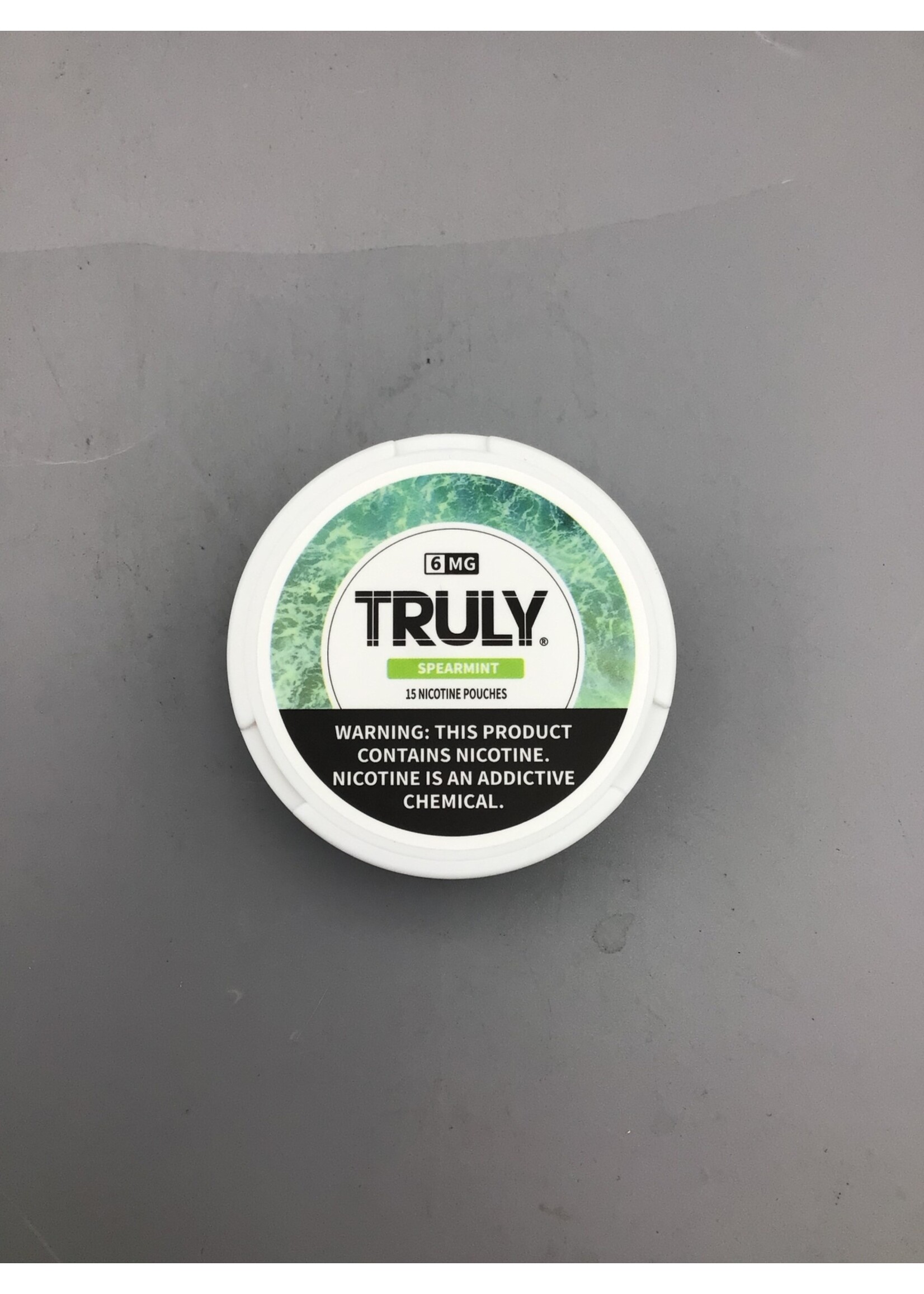 TRULY NICOTINE POUCHE Truly Spearmint 6mg  nicotine 15 pouches 0.32oz   (9g) tin