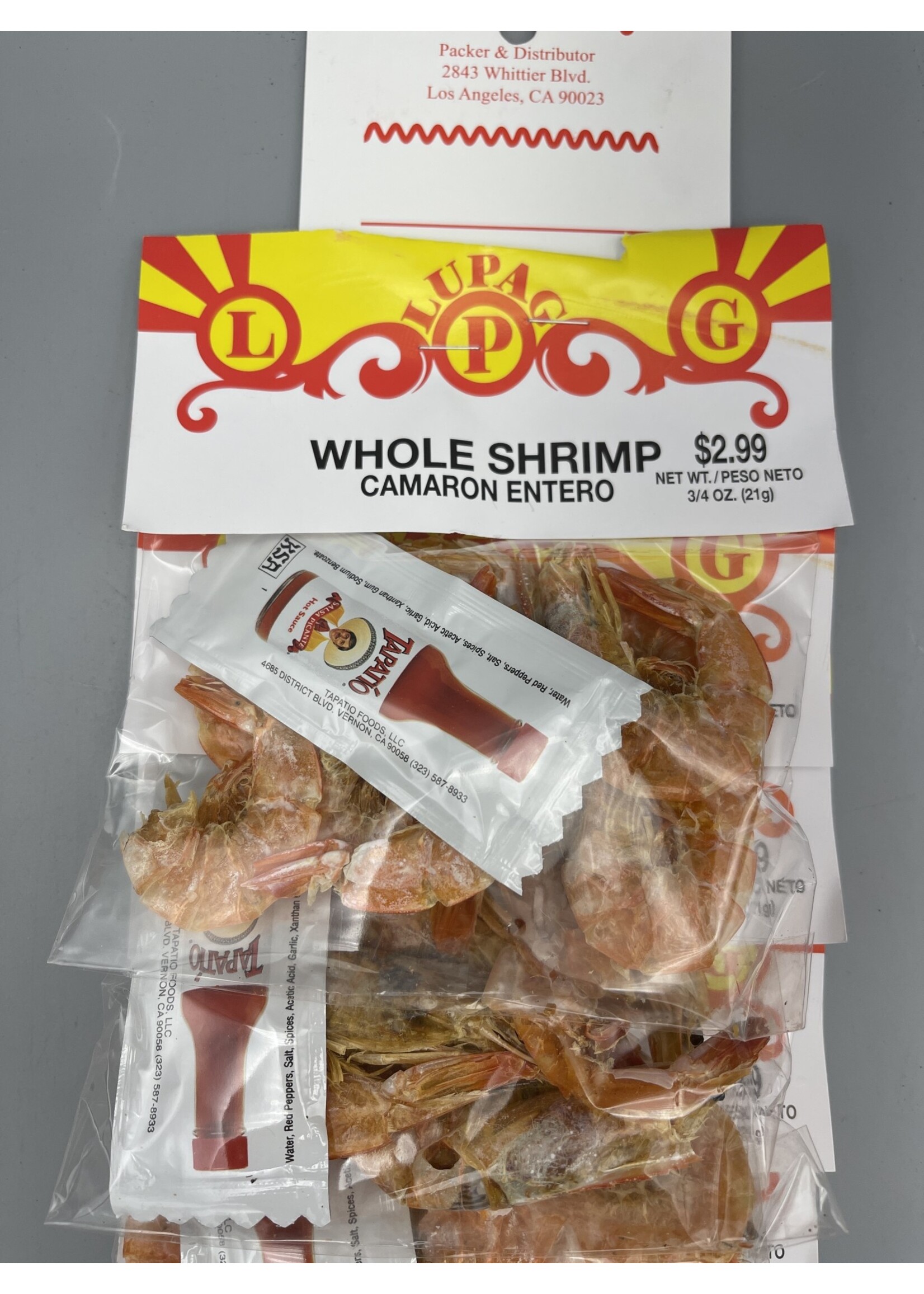 Whole Shrimp Dry Shrimp w/ Tapatio  3/4oz (21g)