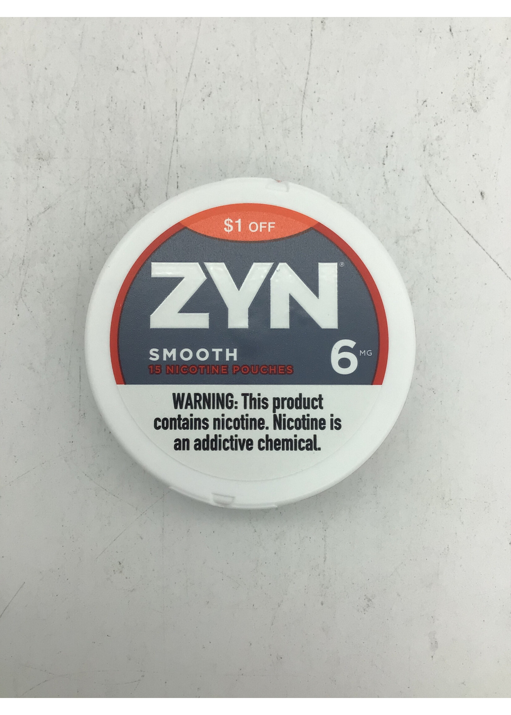 Zyn smooth  ($1 off ) 6mg nicotine pouches .21oz (6g) tin