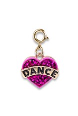 Gold Glitter Dance Heart Charm