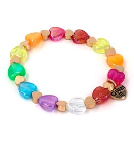 Charm It Gold Rainbow Heart Bead Stretch Bracelet