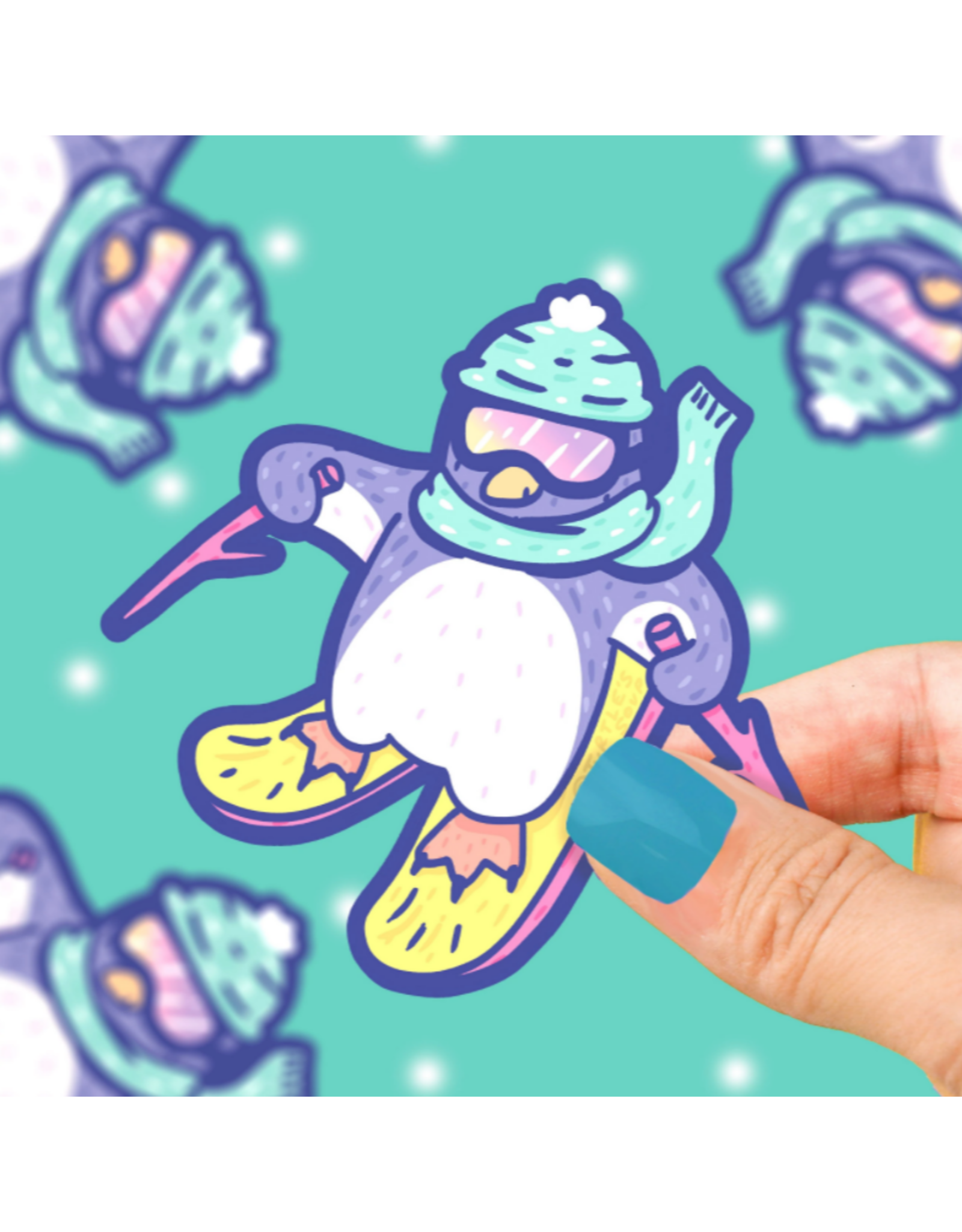 Skiing Penguin Holiday Buddies Vinyl Sticker