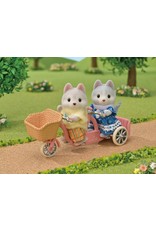 Calico Critters Tandem Cycling Set Husky Sister & Brother
