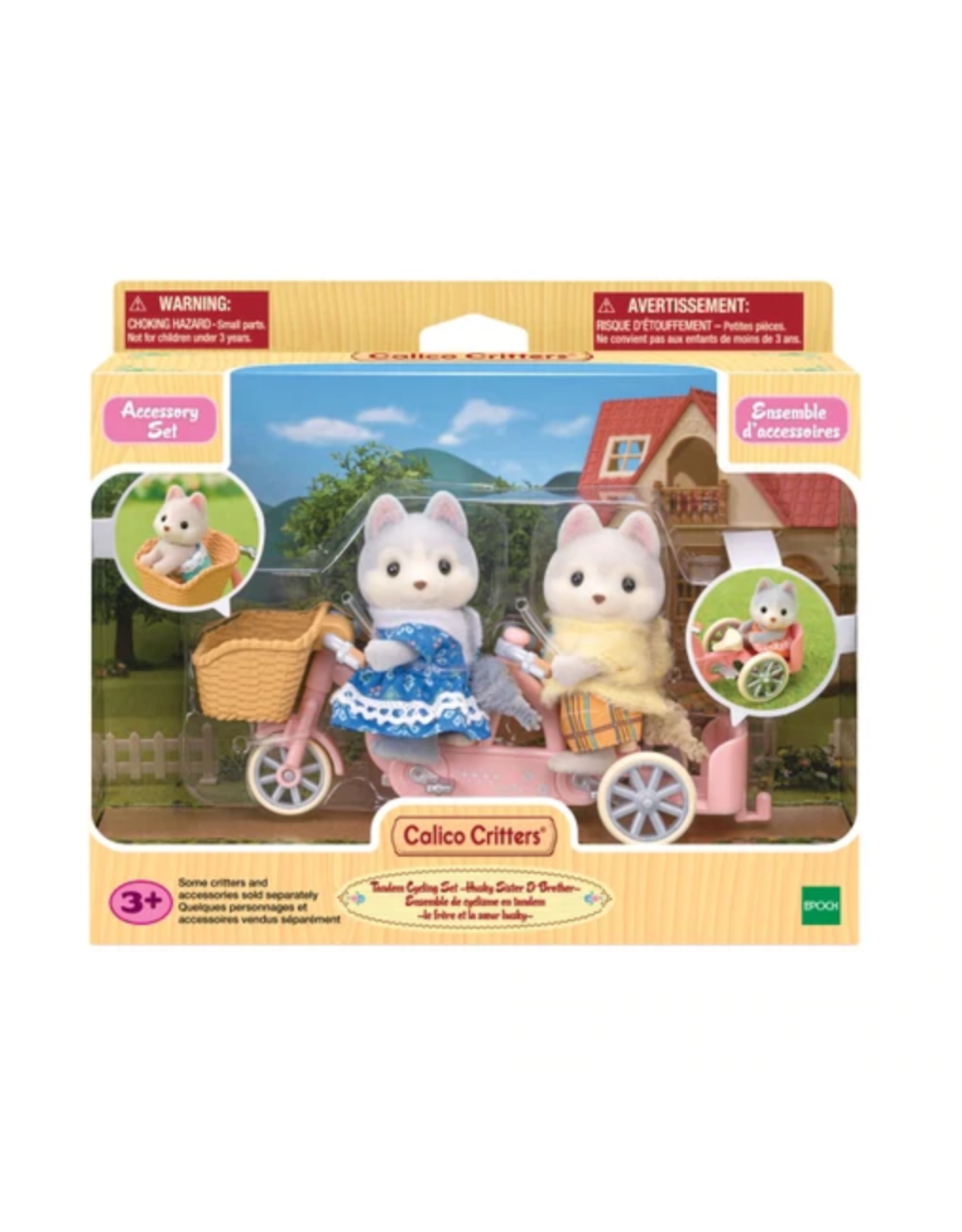 Calico Critters Tandem Cycling Set Husky Sister & Brother