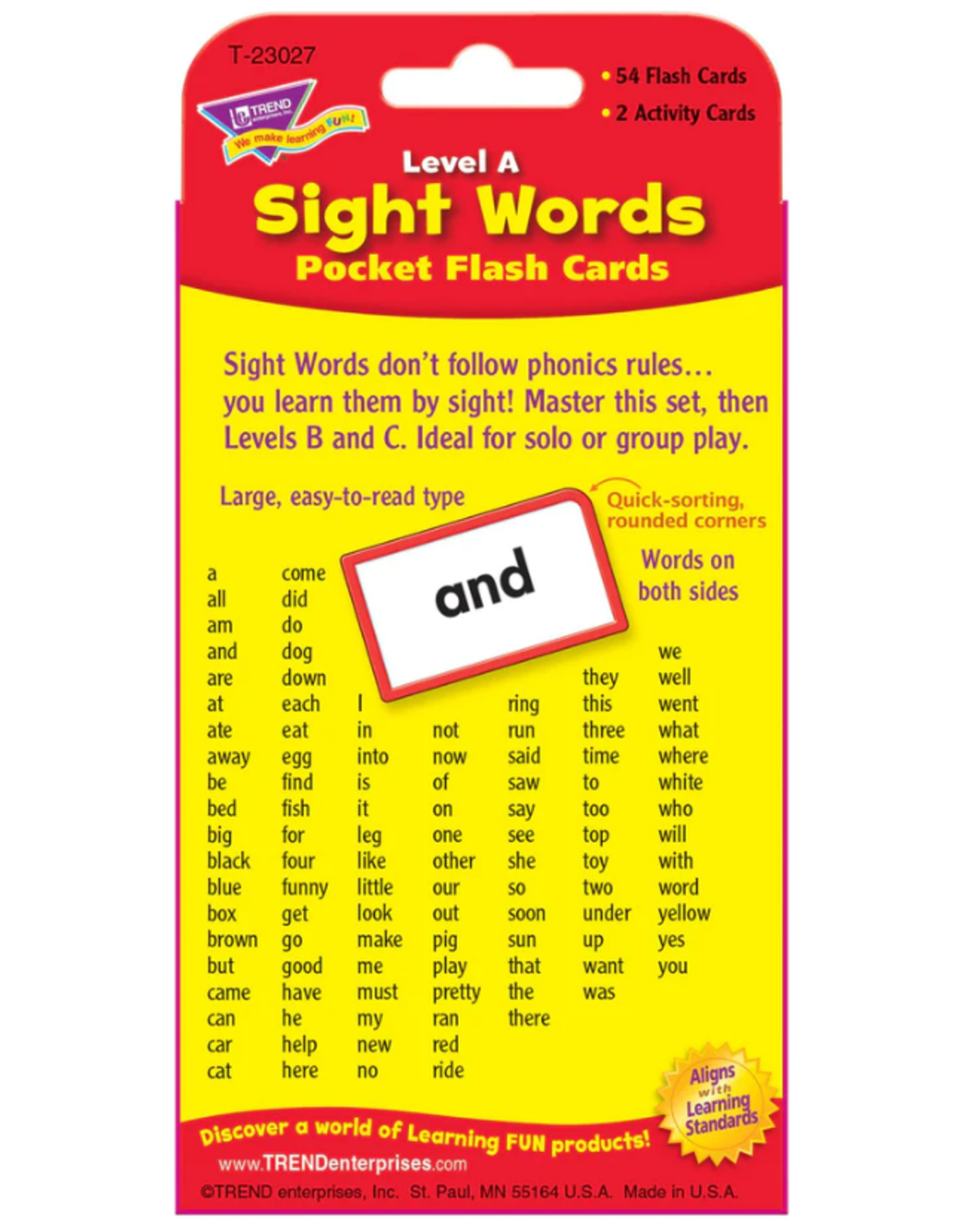 Sight Words Level A Flashcards