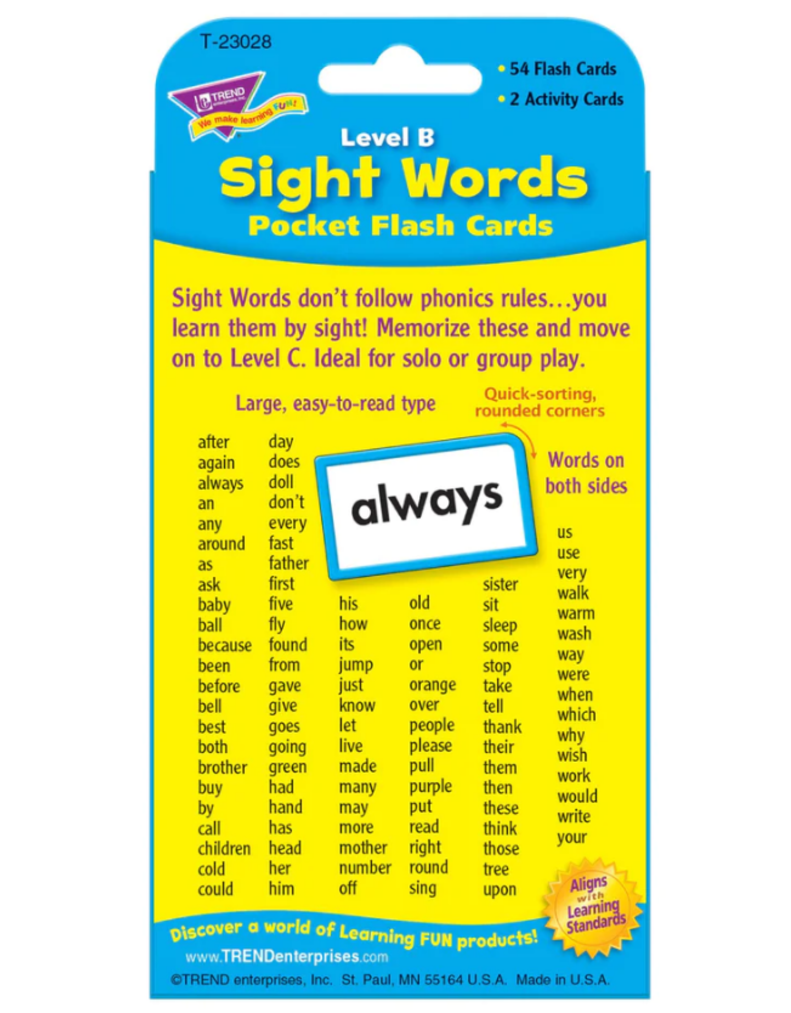 Sight Words Level B Flashcards