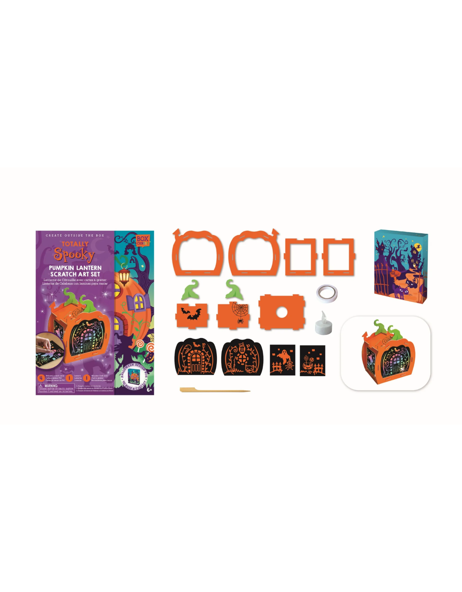 thumbnail image 2 of JULMELON 36 Pieces Halloween Scratch Paper Crafts Kit Bulk Of Halloween Pumpkins Magic Rainbow Scratch Art For Kids DIY Party Ornaments Halloween Decor With 12 Wooden Sticks And 36 Colorful Ribbons 2 of 12