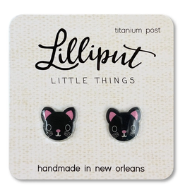 Cute Kitty Cat Earrings - Black