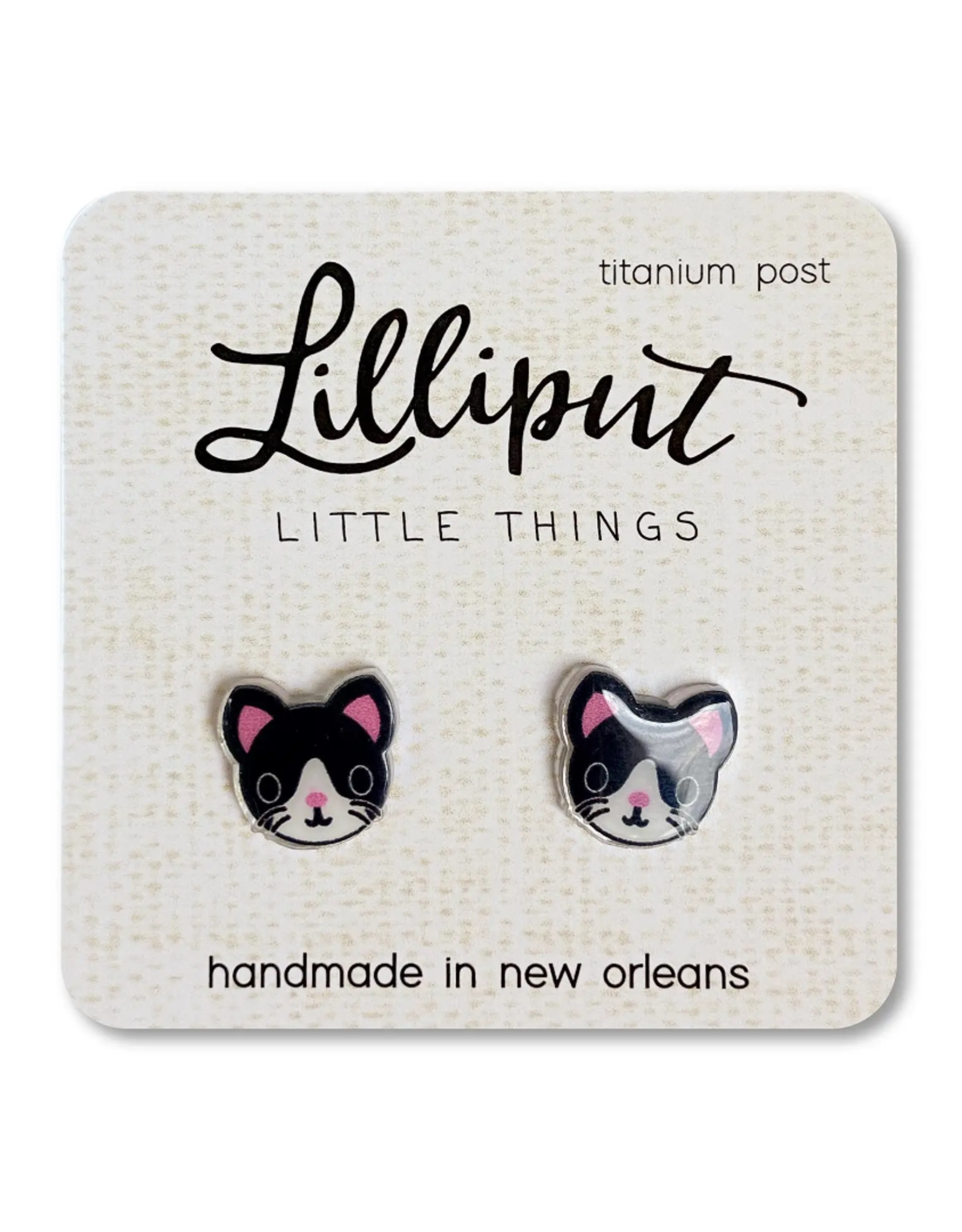 Cute Kitty Cat Earrings - Tuxedo