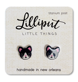 Cute Kitty Cat Earrings - Tuxedo