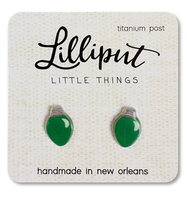 Christmas Light Bulb Earrings - Green