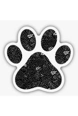 Black Floral Paw Print Vinyl Sticker