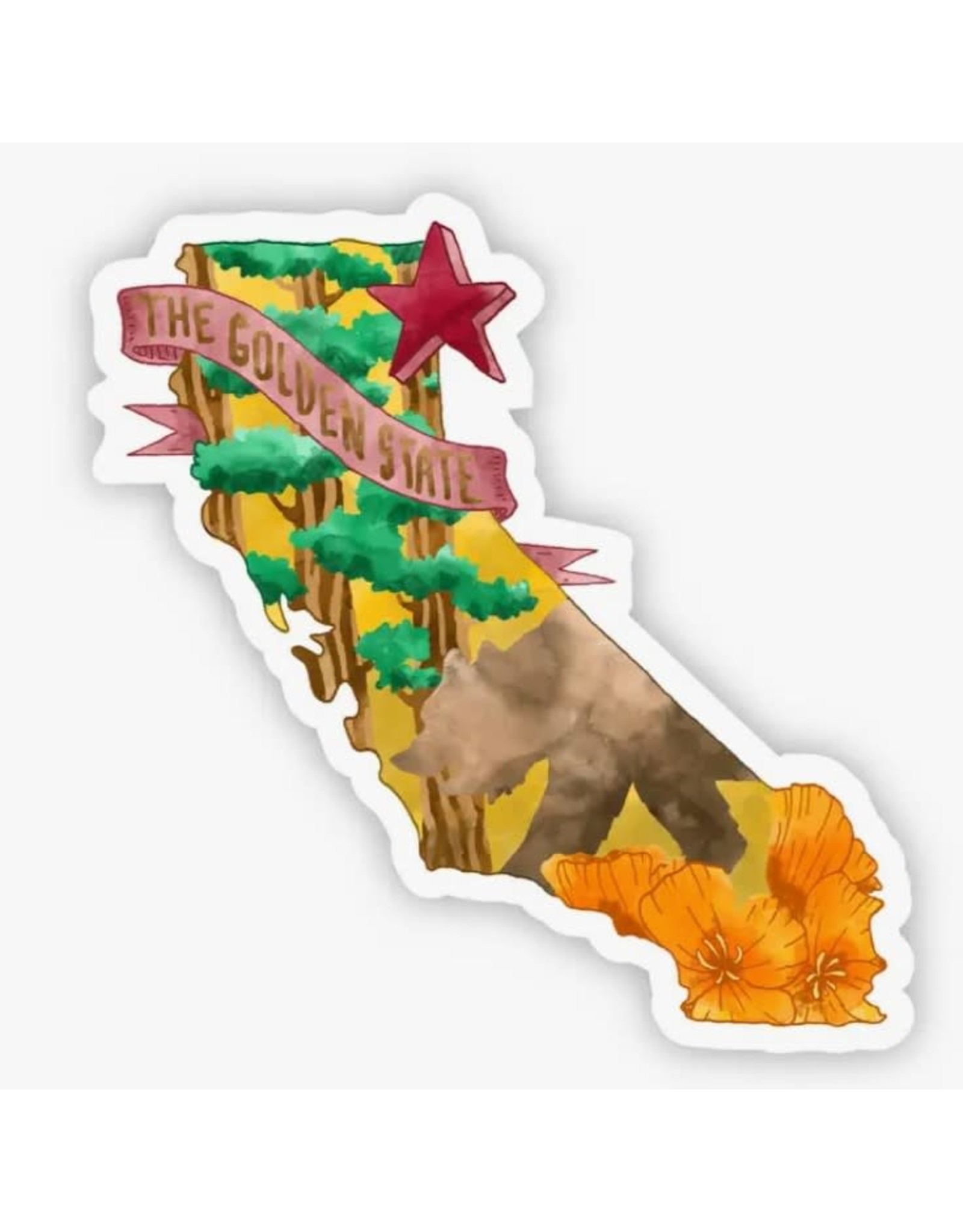 The Golden State Watercolor Vinyl Sticker