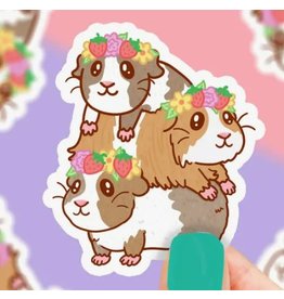 Guinea Pigs Flower Crown Vinyl Sticker