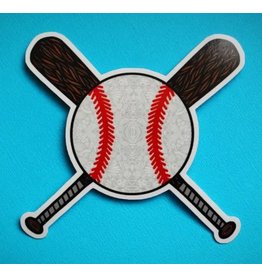 Baseball w/Bats Vinyl Sticker