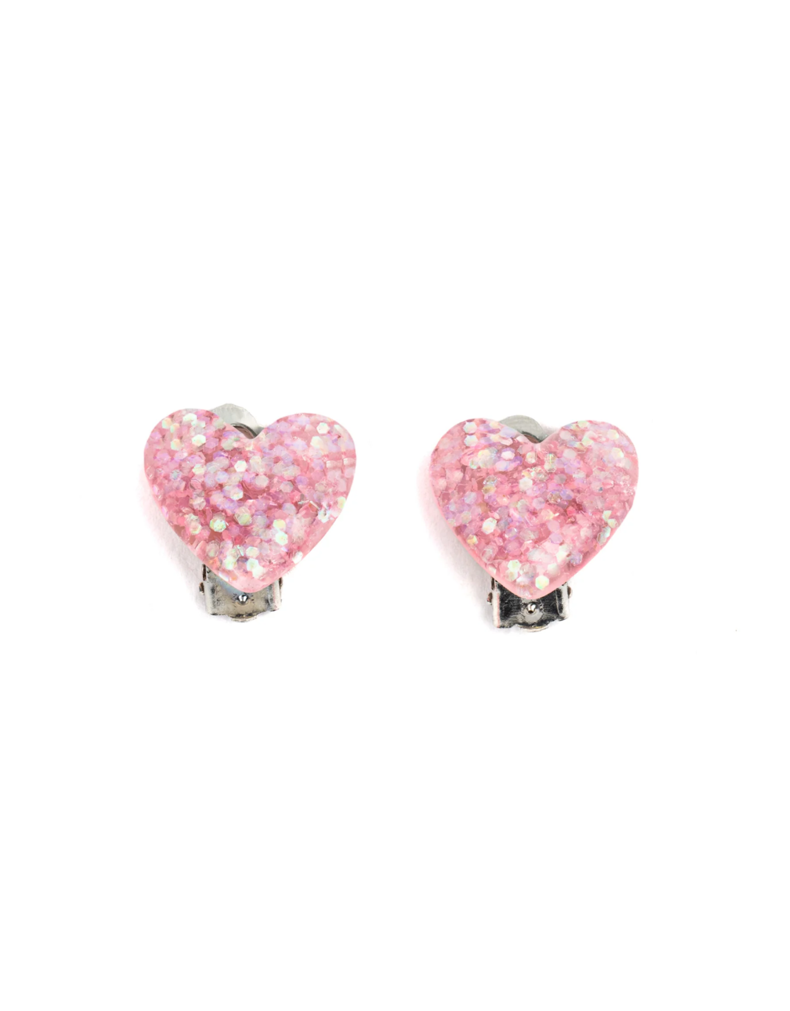 Boutique Glitter Hearts Clip On Earrings