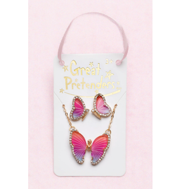 Boutique Butterfly Necklace & Studded Earring Set