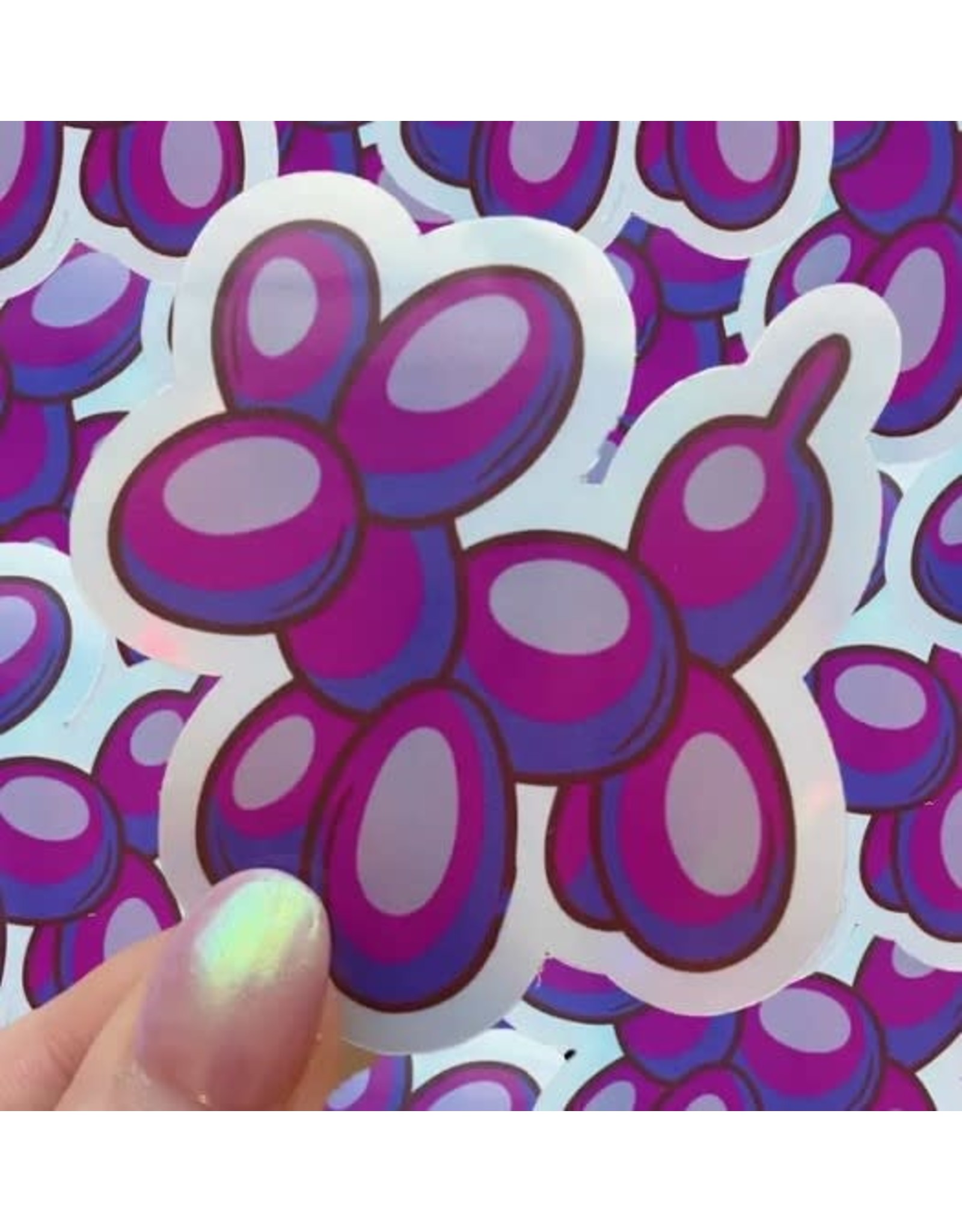 Purple Holographic Balloon Animal Vinyl Sticker