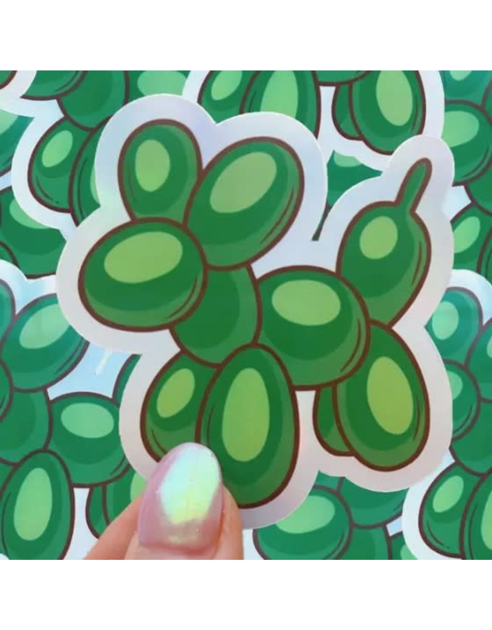 Green Holographic Balloon Animal Vinyl Sticker