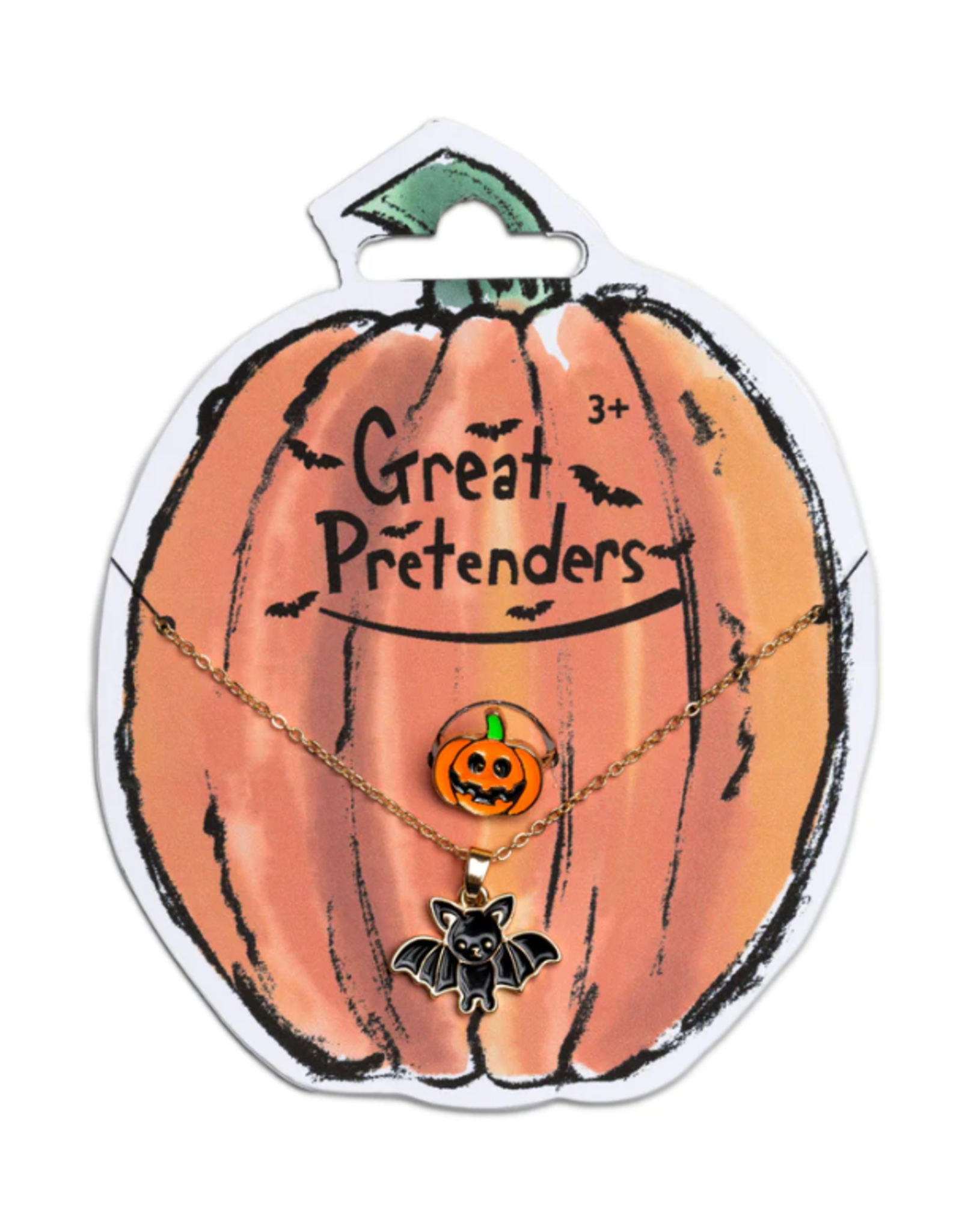 Bat Necklace with Pumpkin Ring