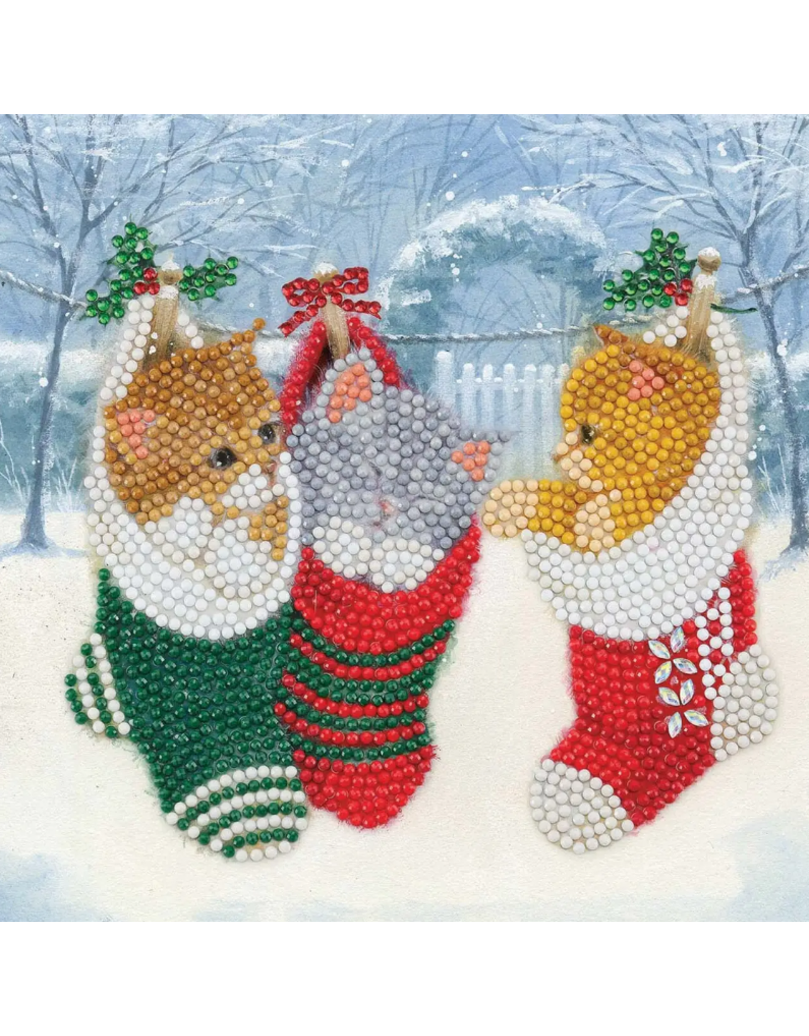 Crystal Art Card Kit: Christmas Kittens