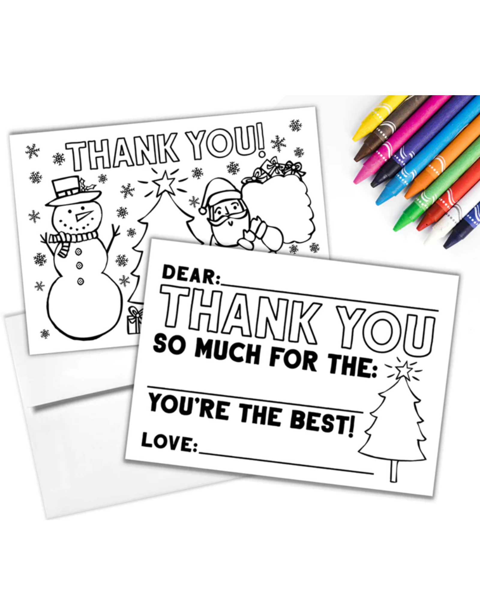 Color In Christmas Thank You Cards