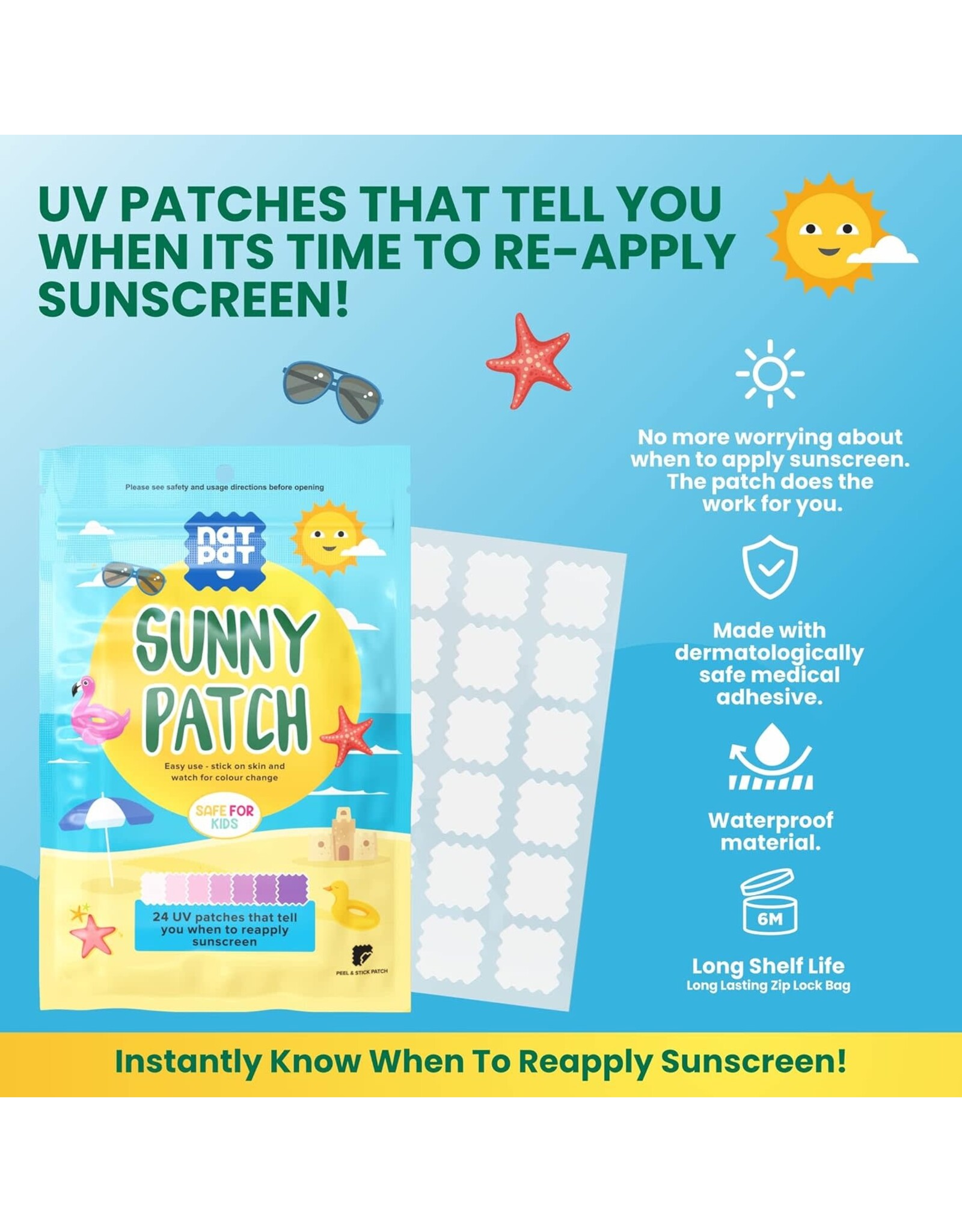 SunnyPatch UV Detection Stickers