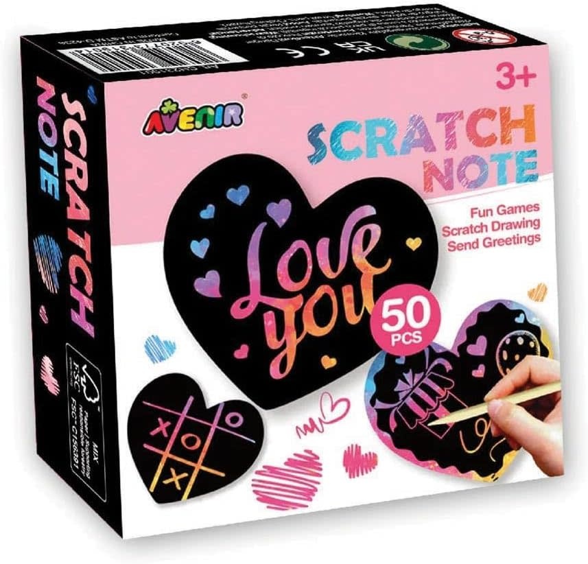 Scratch Note Patterns Scratch Note Hearts - Wit & Whimsy Toys