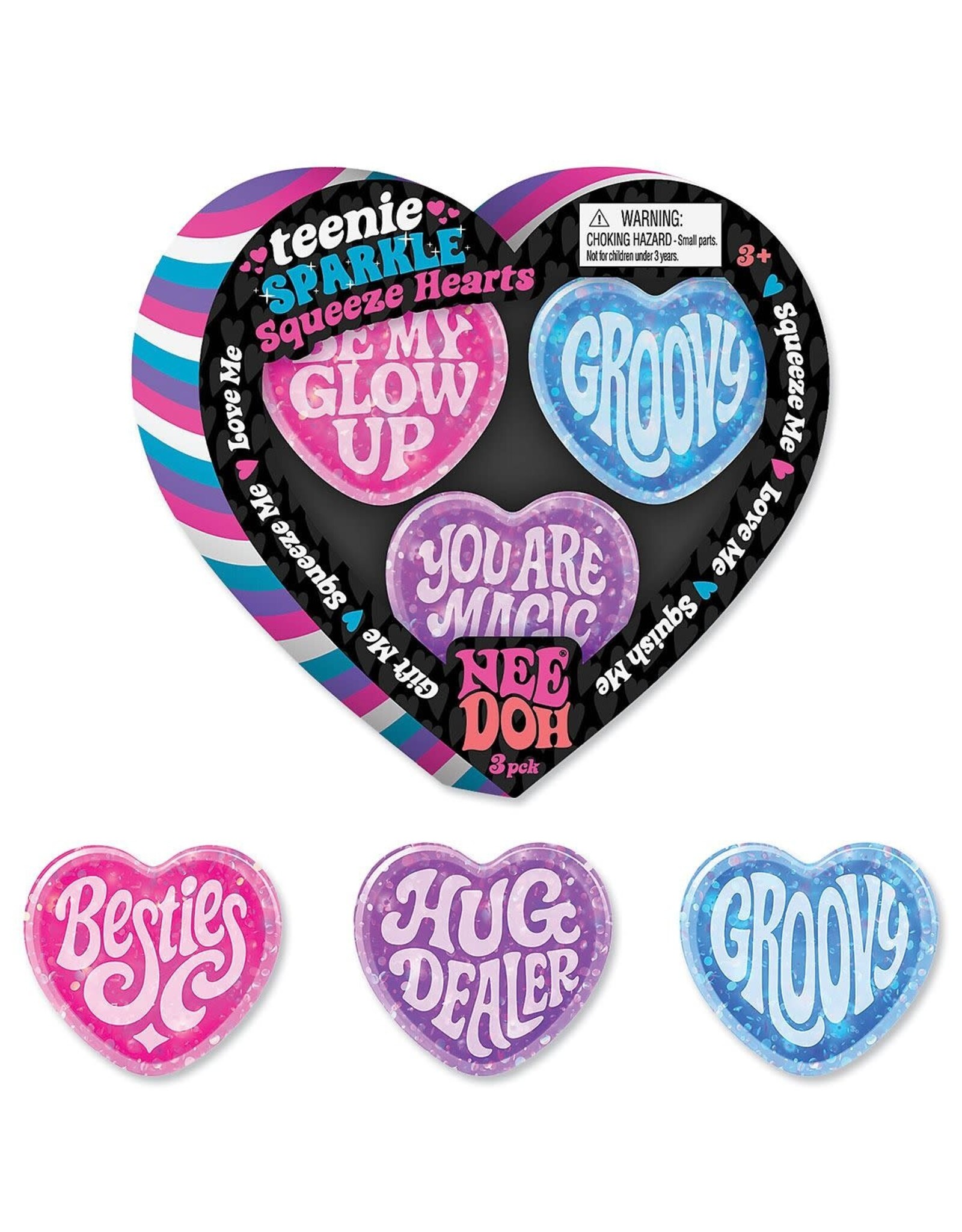 NeeDoh Teenie Sparkle Squeeze Hearts