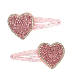 Pink Rhinestone Heart Hair Clip