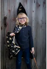 Black /Gold Reversible Wizard Cape & Hat (4-6)