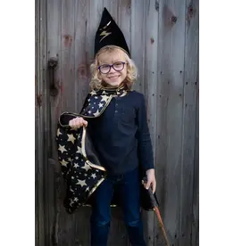 Black /Gold Reversible Wizard Cape & Hat (4-6)