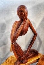 Handcarved Suar Wood Sculpture "Thinking of you"