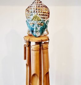Wooden Buddha Chime Teal