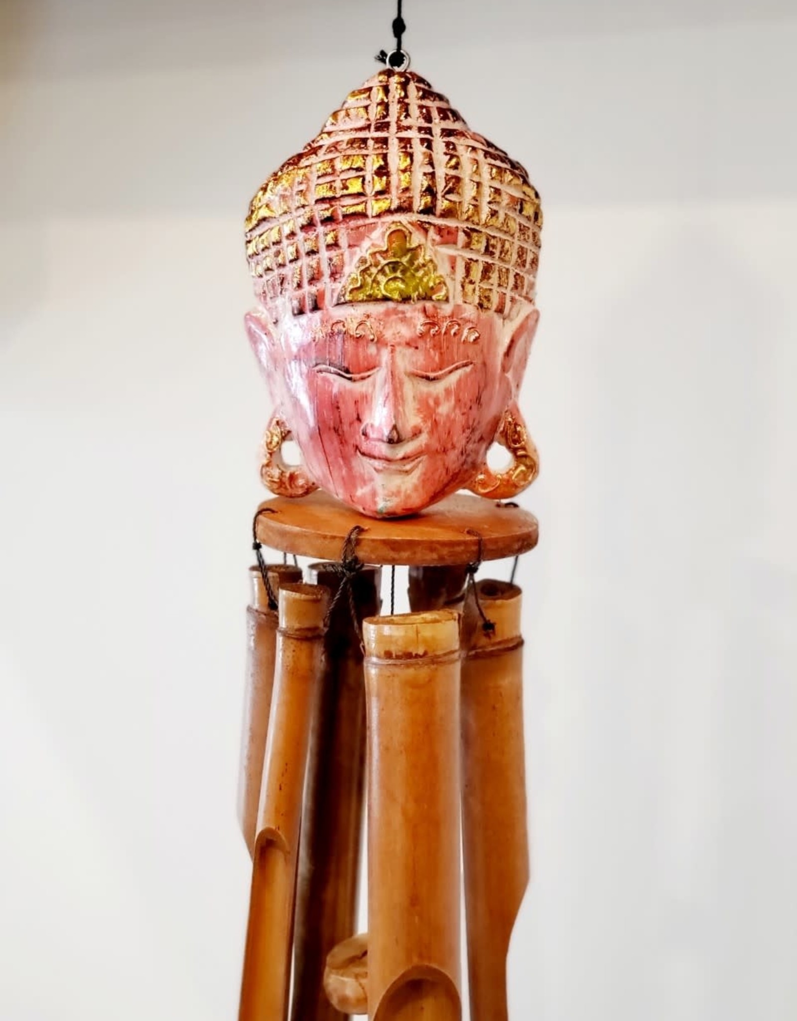 Wooden Buddha Chime Pink