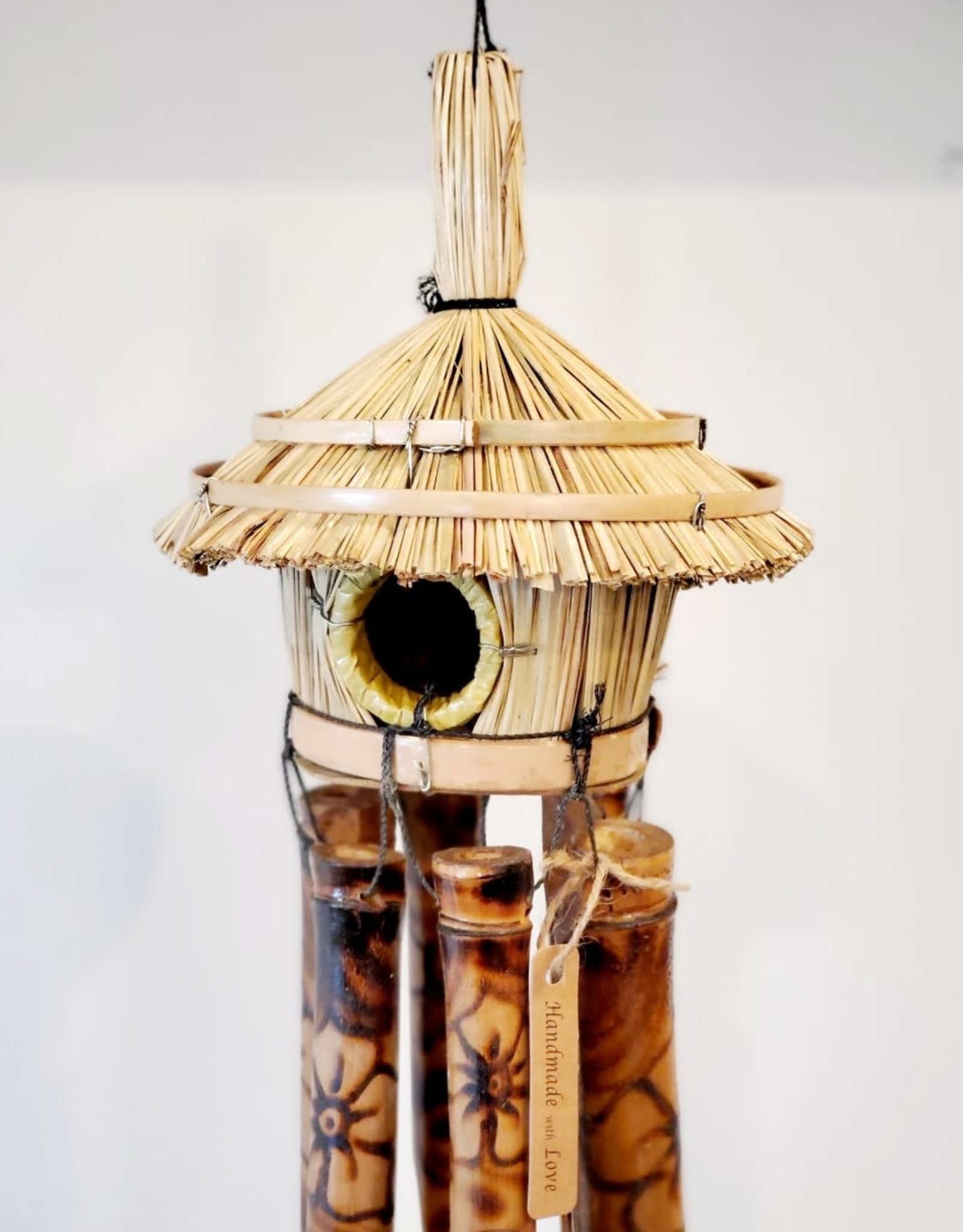 Wooden Bird House Chime Natural