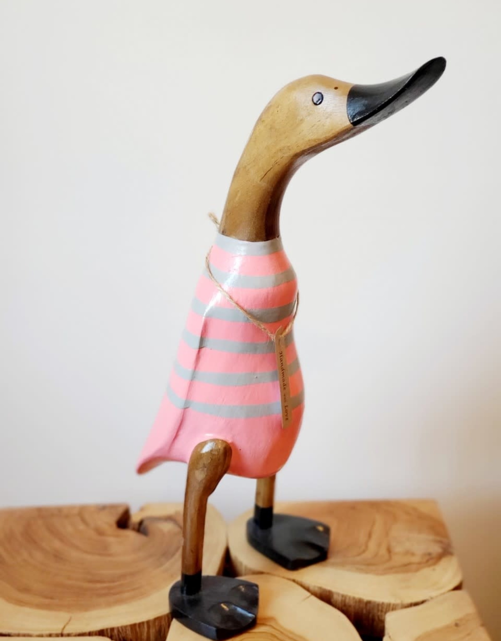 Bamboo Root Pink & Grey Striped Duck