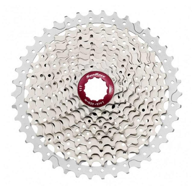 SUNRACE Sun Race, CSMX3, Cassette, 10 vit., 11-42D, Pour Shimano/SRAM, Argent métallique