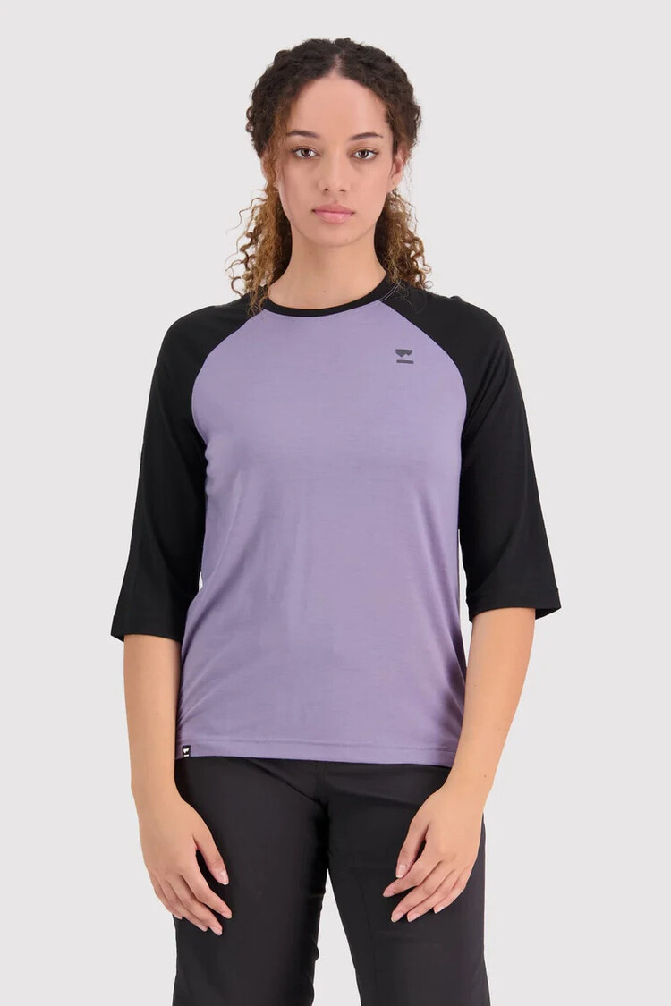 MONS ROYALE MONS ROYAL TARN MERINO SHIFT RAGLAN 3/4 FEMMES VIOLET/NOIR