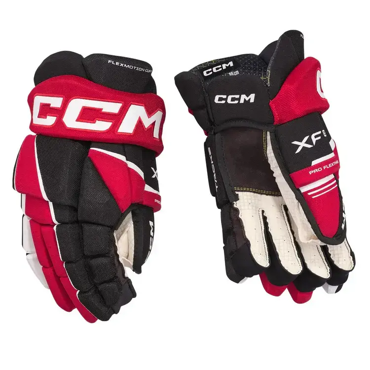 CCM Hockey CCM TACKS XF80 GANT DE HOCKEY JUNIOR ROUGE/NOIR/BLANC