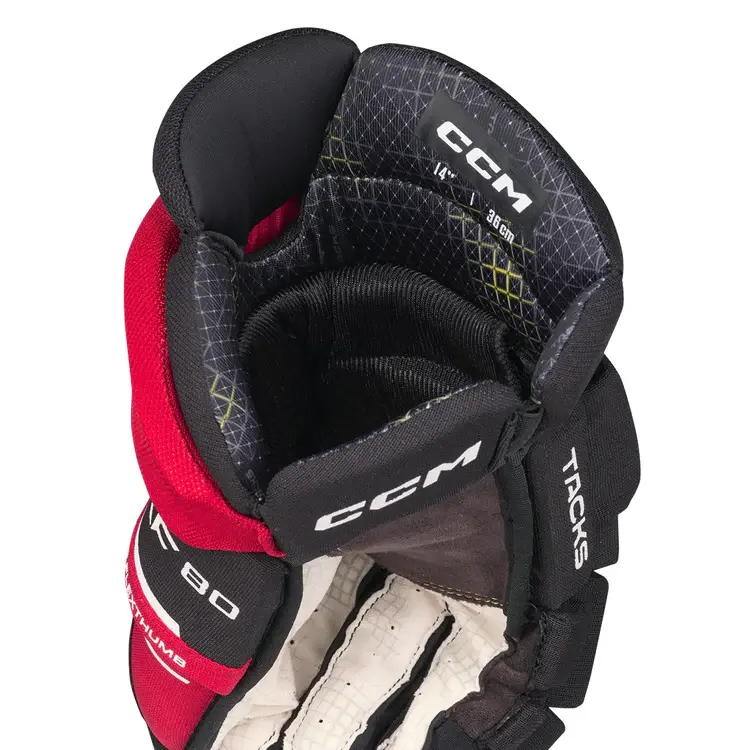 CCM Hockey CCM TACKS XF80 GANT DE HOCKEY JUNIOR ROUGE/NOIR/BLANC