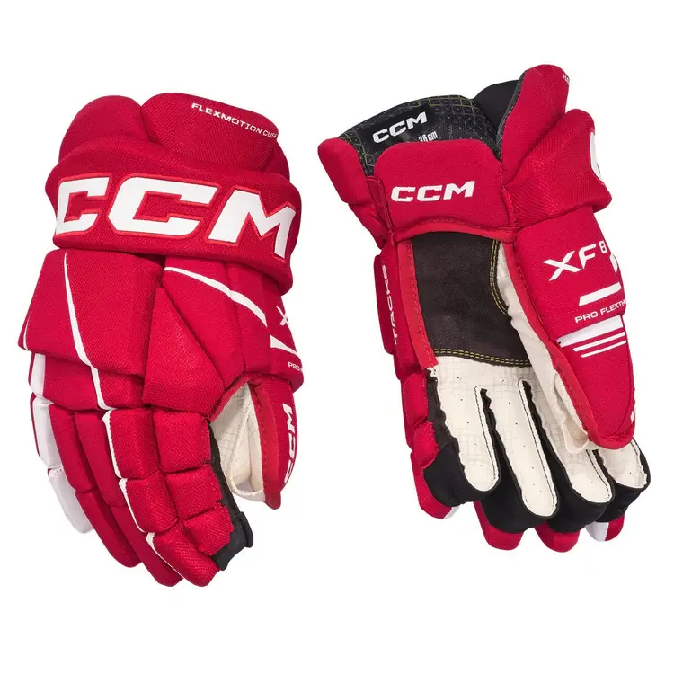 CCM Hockey CCM TACKS XF80 GANT DE HOCKEY ADULTE ROUGE/BLANC