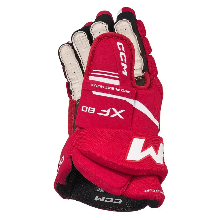 CCM Hockey CCM TACKS XF80 GANT DE HOCKEY ADULTE ROUGE/BLANC