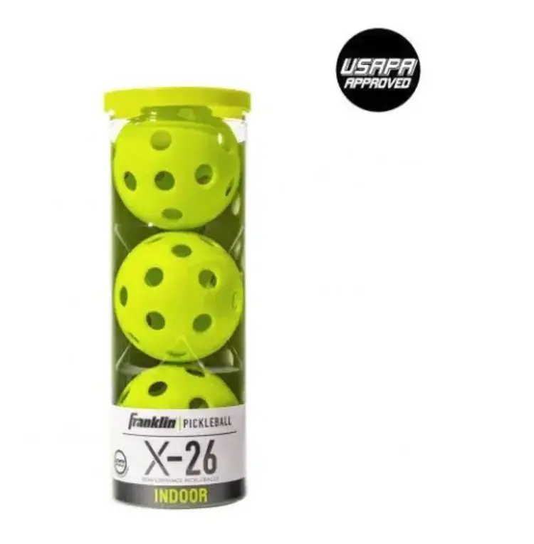FRANKLIN FRANKLIN X-26 BALLES DE PICKLEBALL INTÉRIEUR LIME (TUBE DE 3 BALLES)