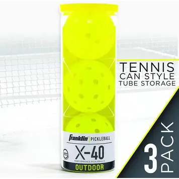 FRANKLIN FRANKLIN X-40 BALLES DE PICKLEBALL EXTÉRIEUR JAUNE (TUBE DE 3 BALLES)